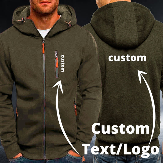 Personalized Custom Text/Logo Army Green Autumn Hoodie - Top Content | POD Collection | Free Shipping