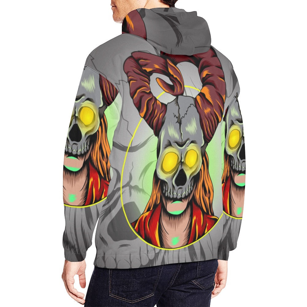 Girl With Horned Skull Mask All Over Print Hoodie