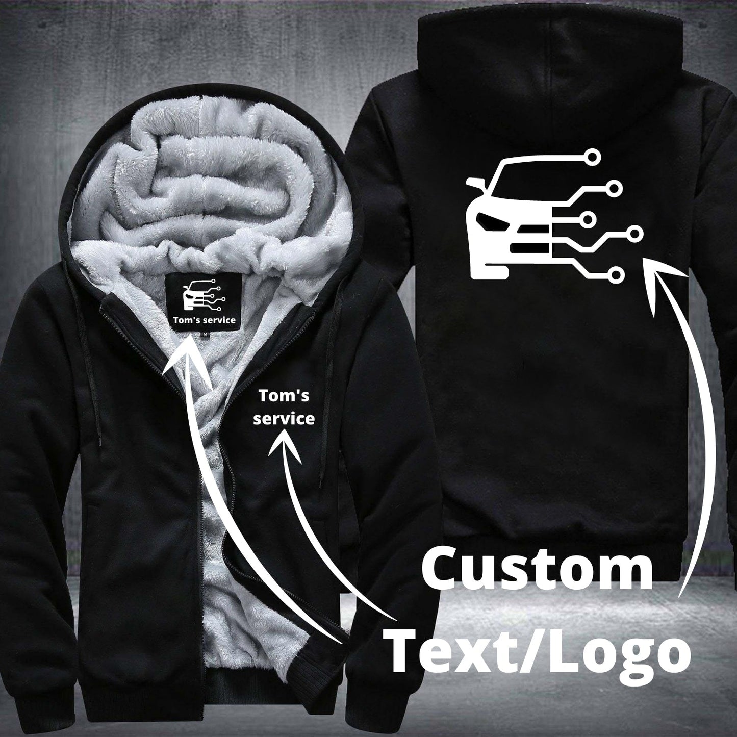 Personalized Custom Text/Logo Black Winter Hoodie - Top Content | POD Collection | Free Shipping