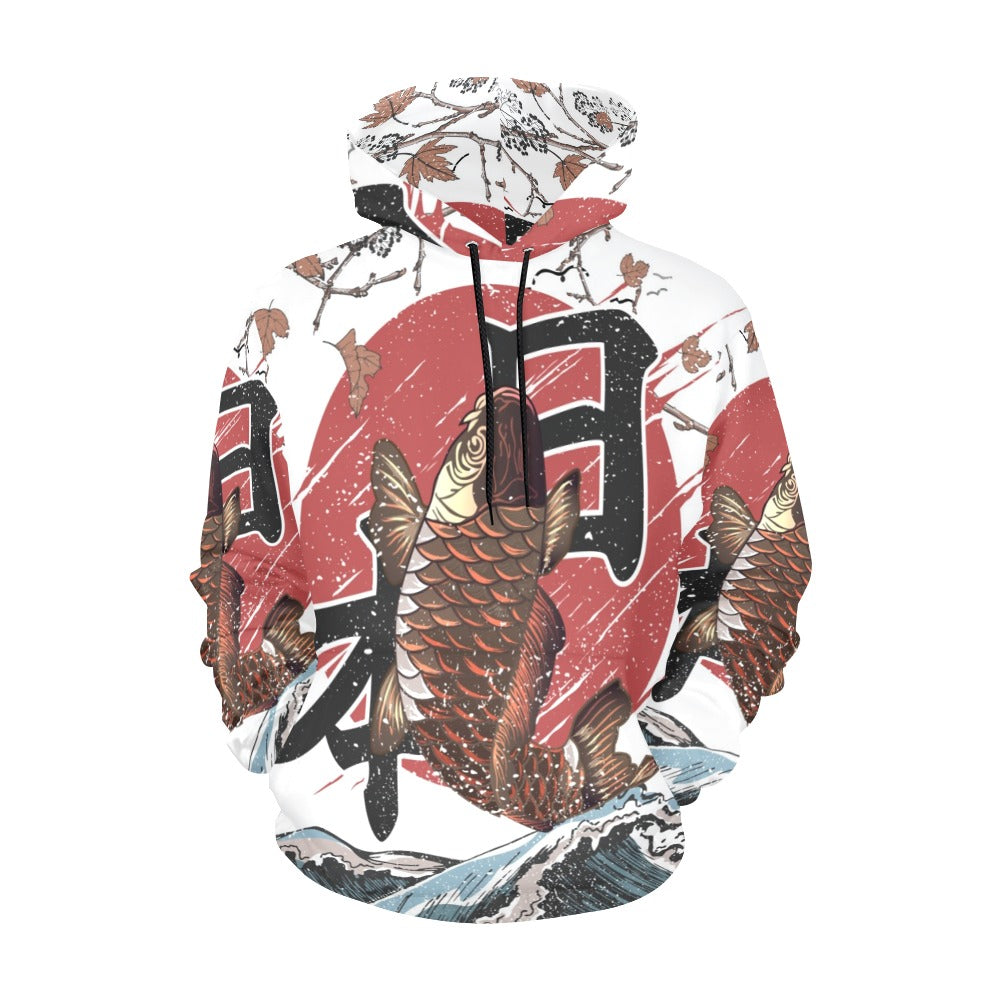 Koi Fish Fly Waves All Over Print Hoodie