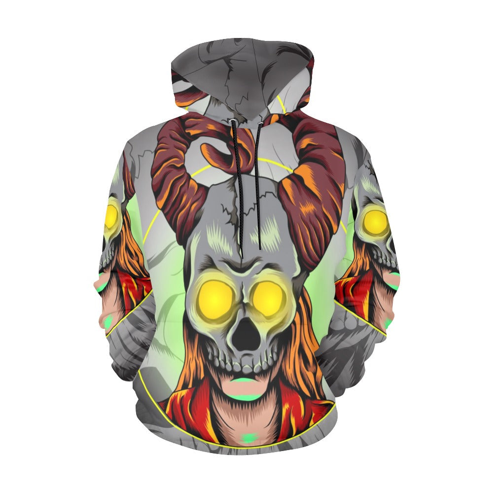 Girl With Horned Skull Mask All Over Print Hoodie