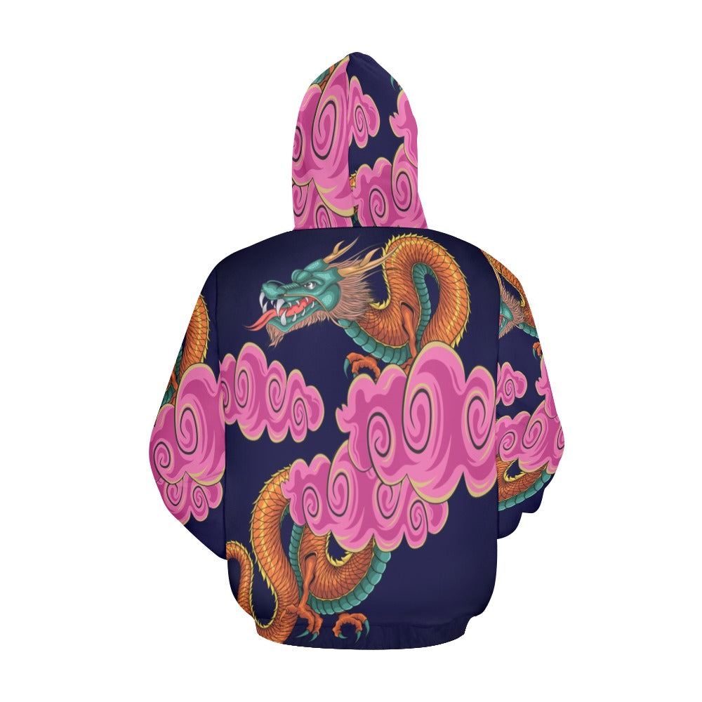 Chinese Dragon With Cloud Illustration All Over Print Hoodie