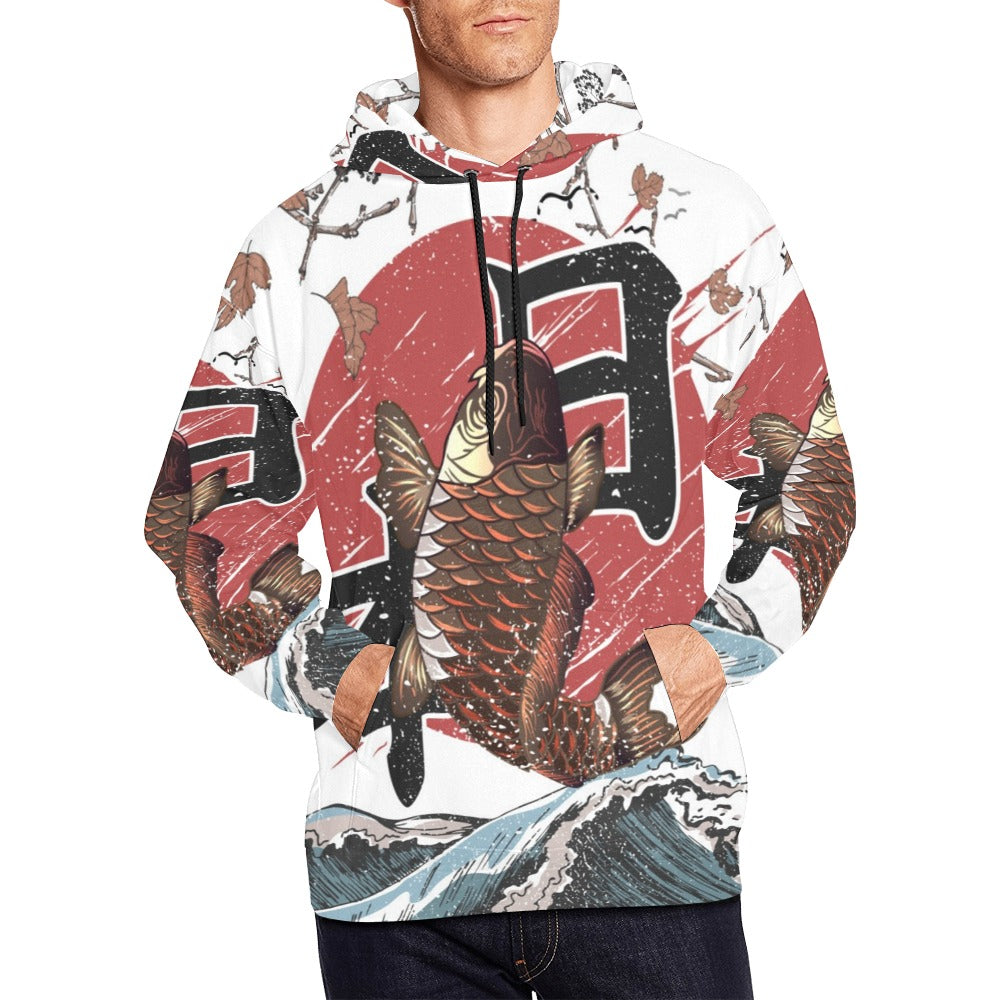 Koi Fish Fly Waves All Over Print Hoodie