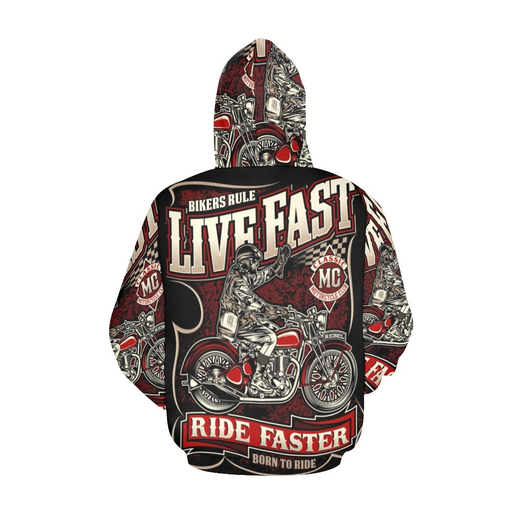 Live Fast Die Last Biker All Over Print Hoodie