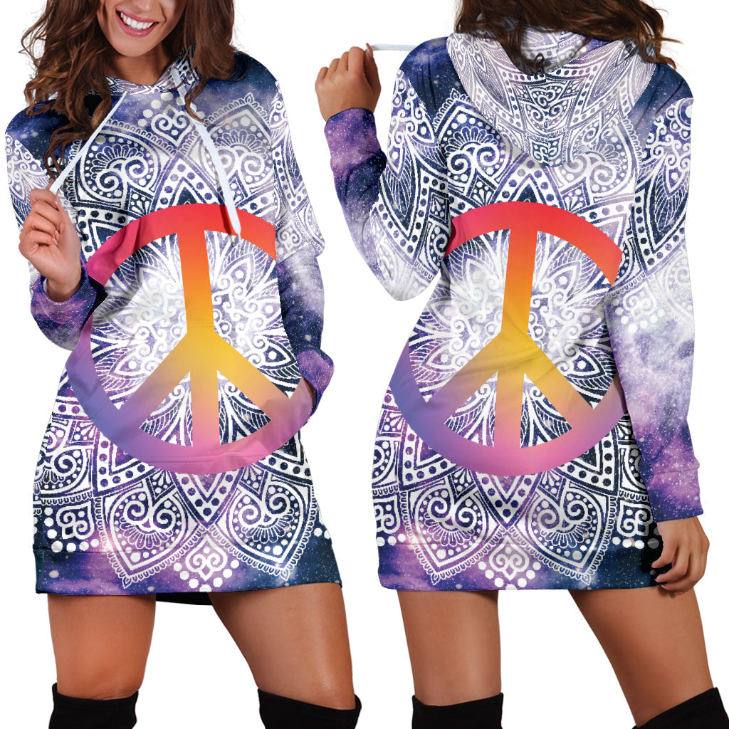 Mandala Peace Hoodie Dress