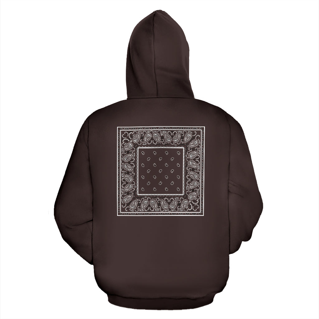 Back Print Coffee Brown Bandana Pullover Hoodie