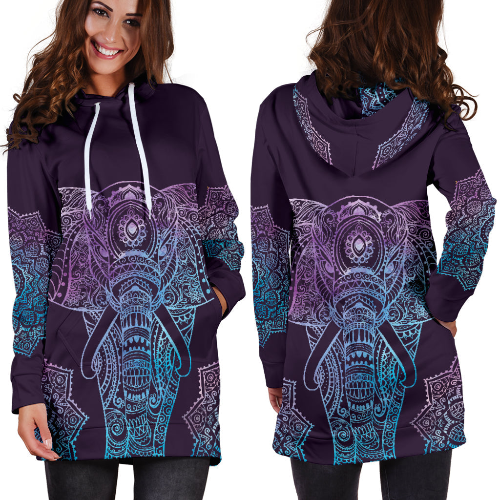 Elephant Mandala Hoodie Dress