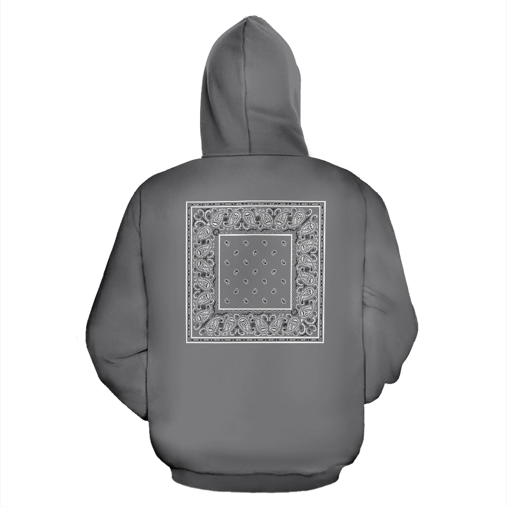 Back Print Gray Bandana Pullover Hoodie