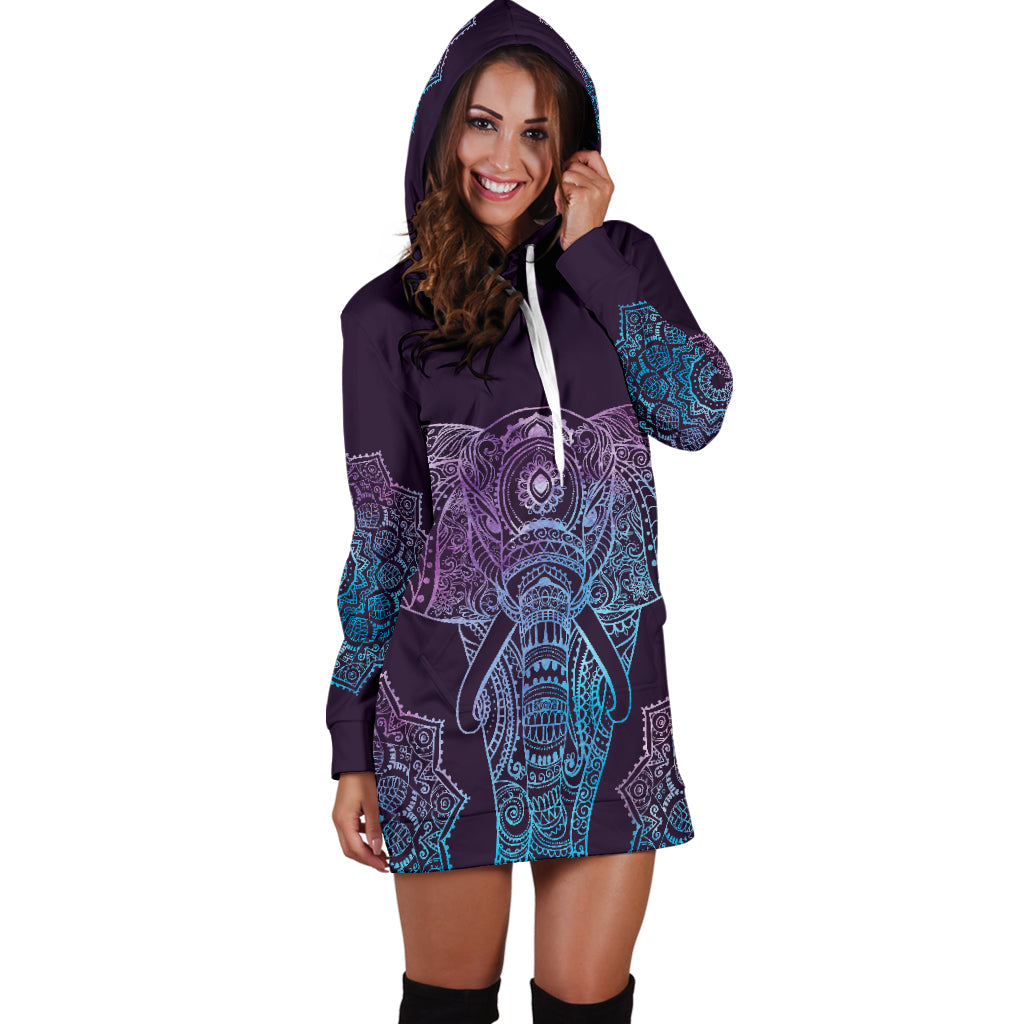 Elephant Mandala Hoodie Dress