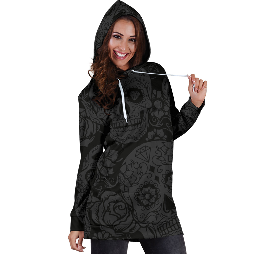 Dark Sugar Skull Women's Hoodie Dress