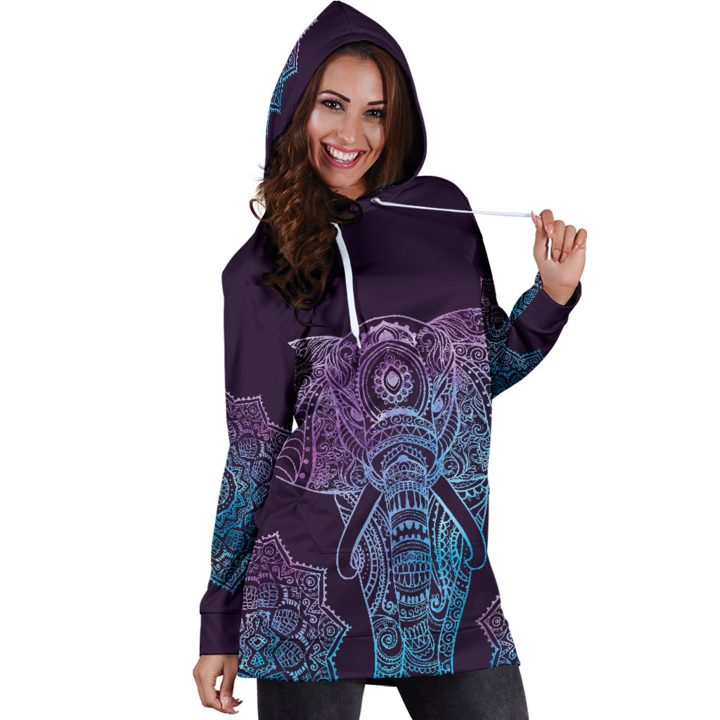 Elephant Mandala Hoodie Dress